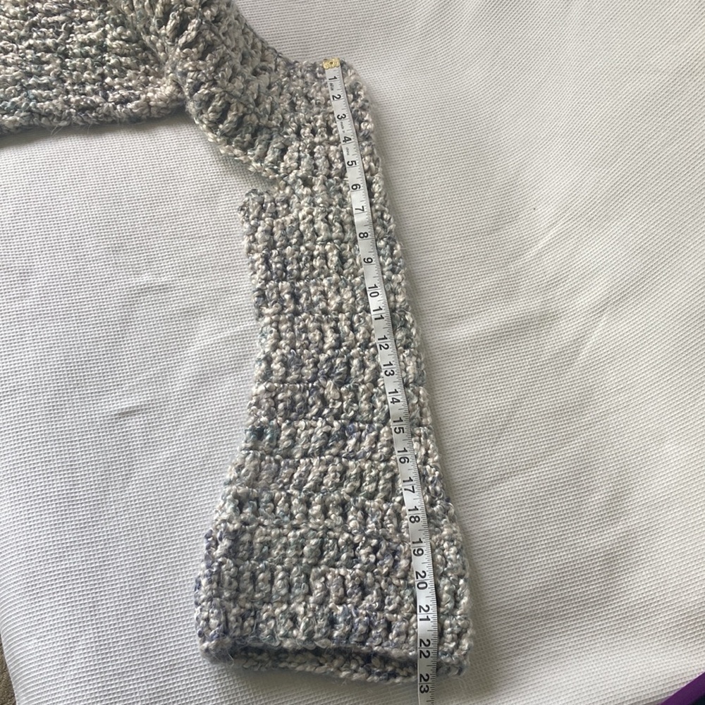 Handmade Crochet Cropped Top Hollow Out Long Sleeve Knit Sweater Cover Ups Sz S - Picture 7 of 9